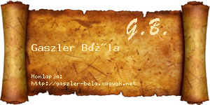 Gaszler Béla névjegykártya