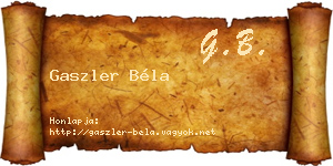 Gaszler Béla névjegykártya