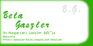 bela gaszler business card